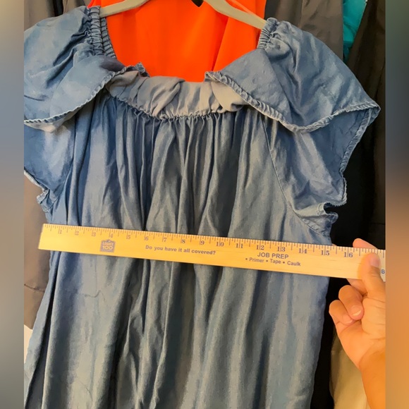 Falls Creek Off Shoulder Ruffled Chambray Dress. P/A894/2 - Picture 9 of 13